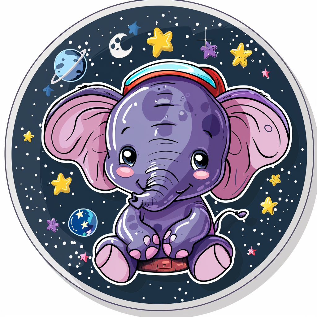 Elephant Expressive surreal Vinyl Decal Sticker for Car, Laptop, Tumbler and more # F022368-4" x 4"