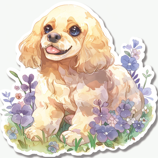 Adorable Cocker Spaniel Dog Expressive surreal Vinyl Decal Sticker for Car, Laptop, Tumbler and more # F020009-4" x 4"
