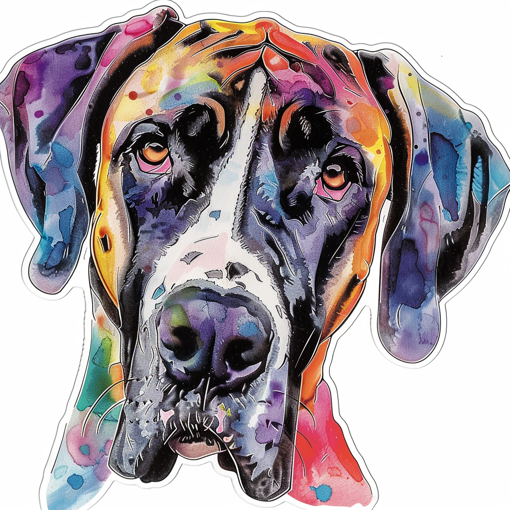 Great Dane Dog Expressive surreal Vinyl Decal Sticker for Car, Laptop, Tumbler and more # F022639