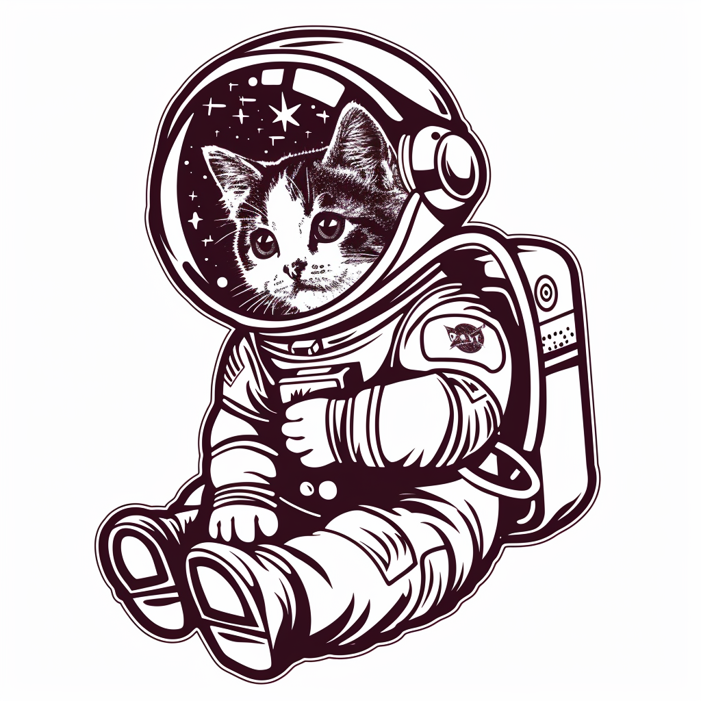 American Shorthair Cat astronaut Expressive surreal Vinyl Decal Sticker for Car, Laptop, Tumbler and more # F019783-4" x 4"