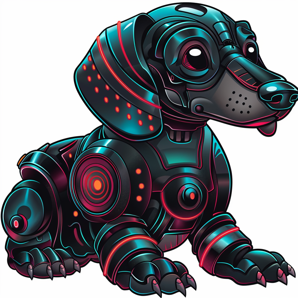 Dachshund Dog cyber punk Vinyl Decal Sticker for Car, Laptop, Tumbler and more # F012868