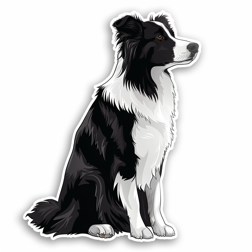 Border Collie Dog majestic Expressive surreal Vinyl Decal Sticker for Car, Laptop, Tumbler and more # F021779-4" x 4"
