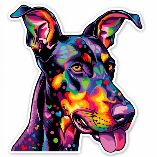 Doberman Pinscher Dog majestic Expressive surreal Vinyl Decal Sticker for Car, Laptop, Tumbler and more # F019588-4" x 4"