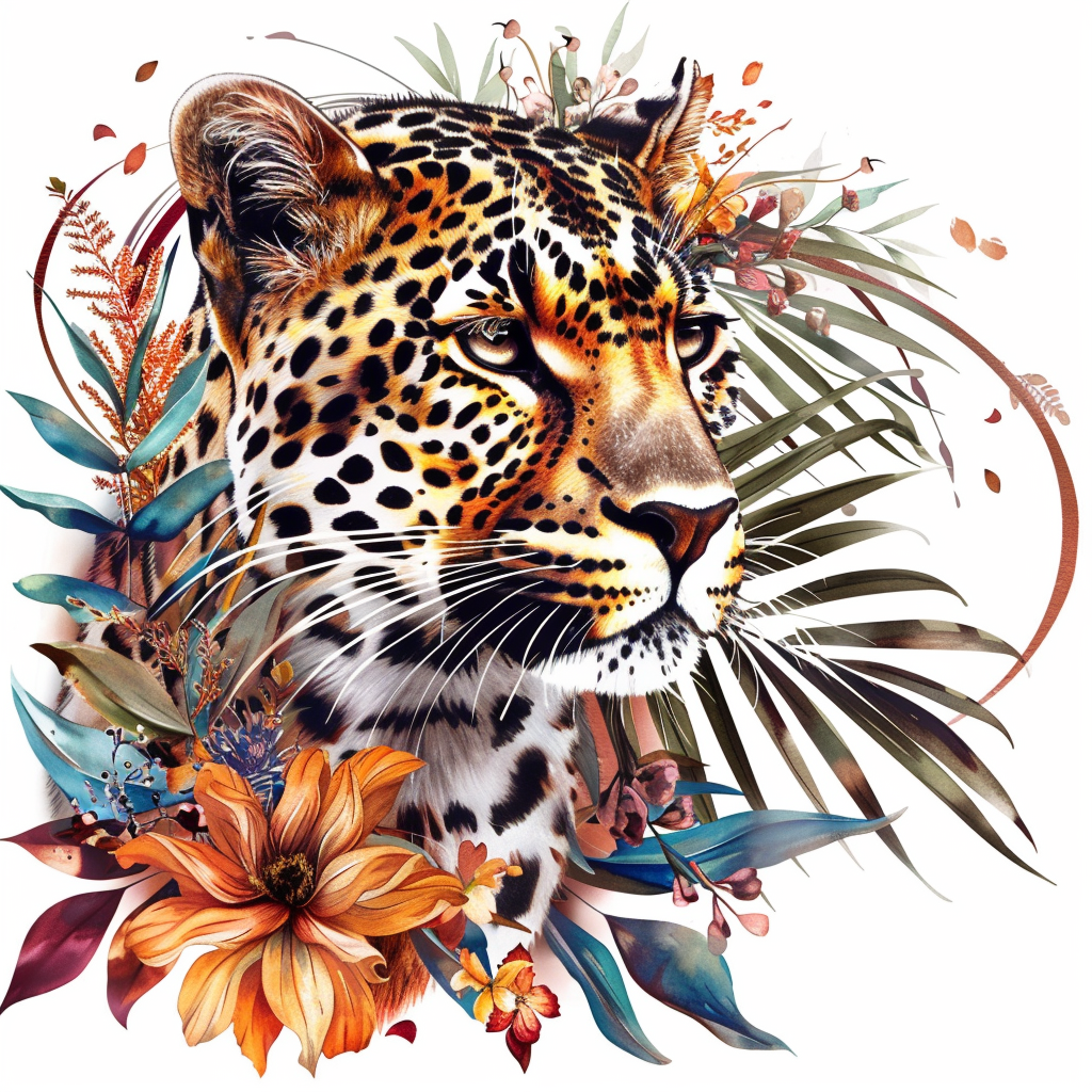 Leopard majestic Expressive surreal Vinyl Decal Sticker for Car, Laptop, Tumbler and more # F022422