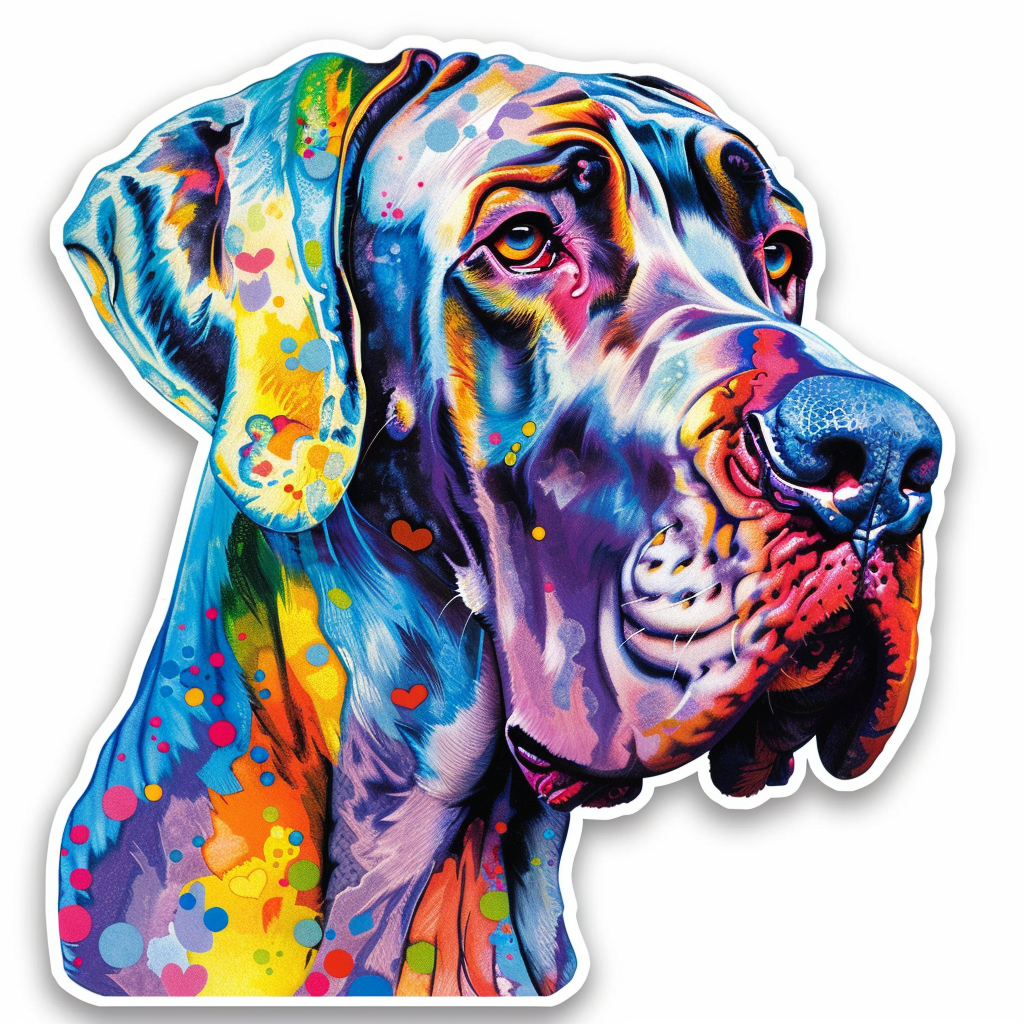 Adorable Great Dane Dog Expressive surreal Vinyl Decal Sticker for Car, Laptop, Tumbler and more # F017951