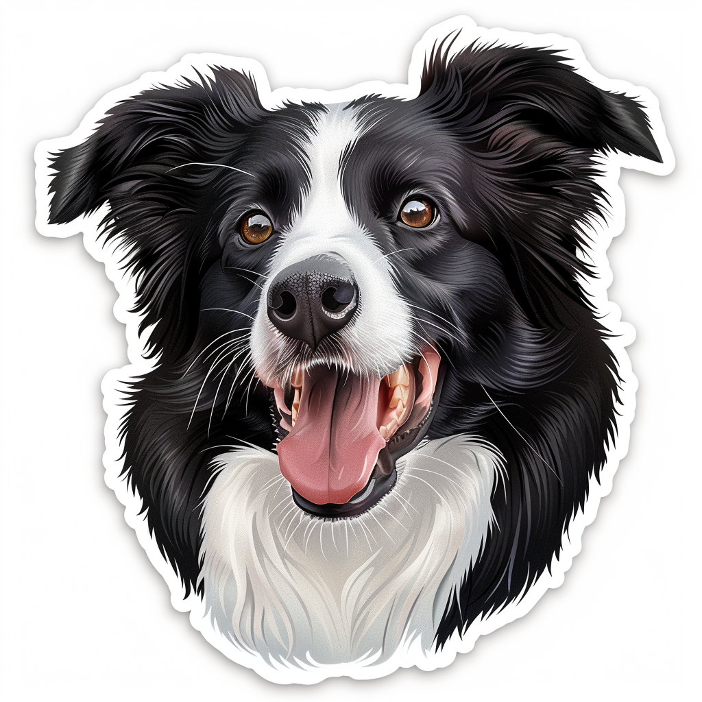 Border Collie Dog majestic Expressive surreal Vinyl Decal Sticker for Car, Laptop, Tumbler and more # F021738-4" x 4"