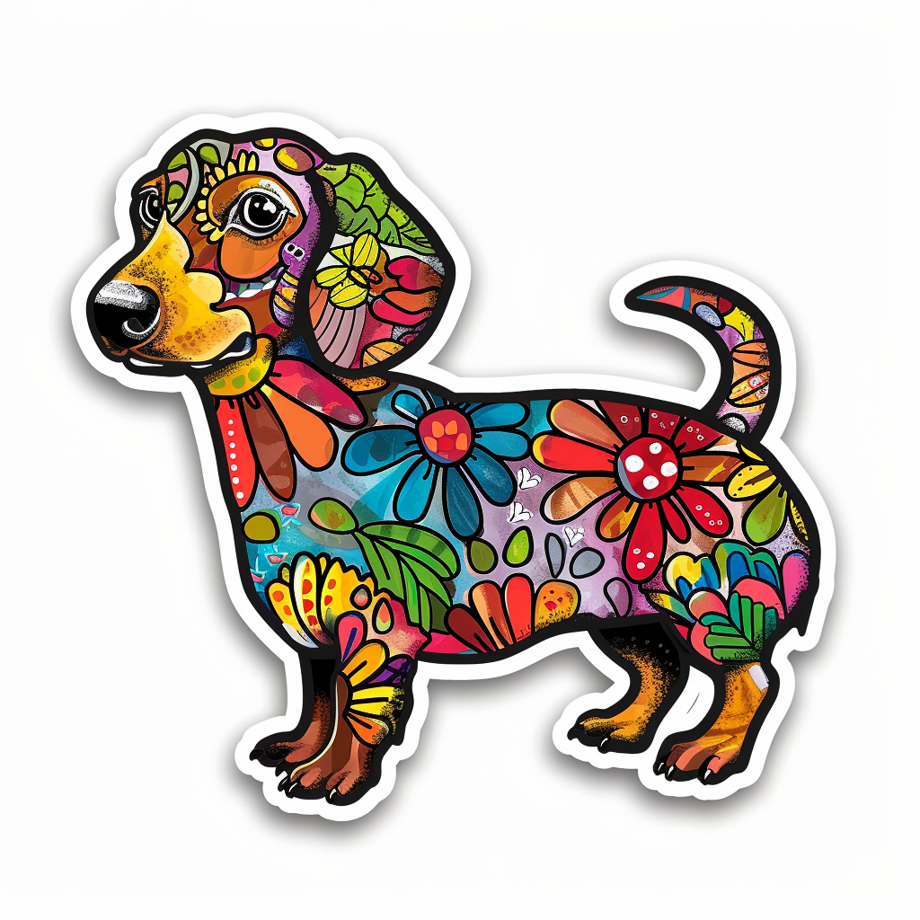 Dachshund Dog floral Vinyl Decal Sticker for Car, Laptop, Tumbler and more # F013160
