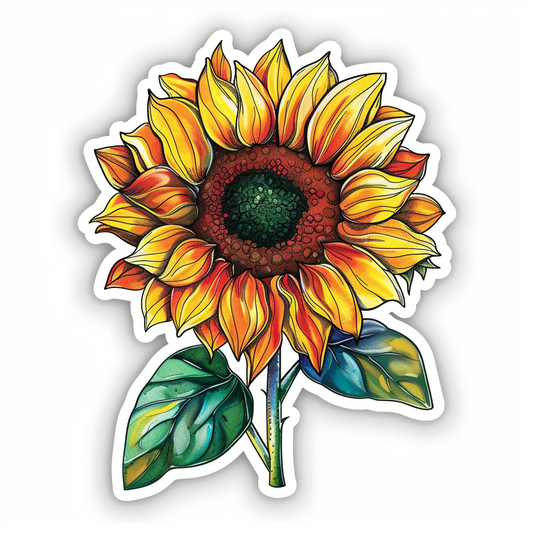 Sunflower flower majestic Expressive surreal Vinyl Decal Sticker for Car, Laptop, Tumbler and more # F023040