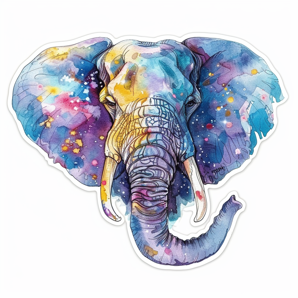 Elephant Expressive surreal Vinyl Decal Sticker for Car, Laptop, Tumbler and more # F022175-4" x 4"