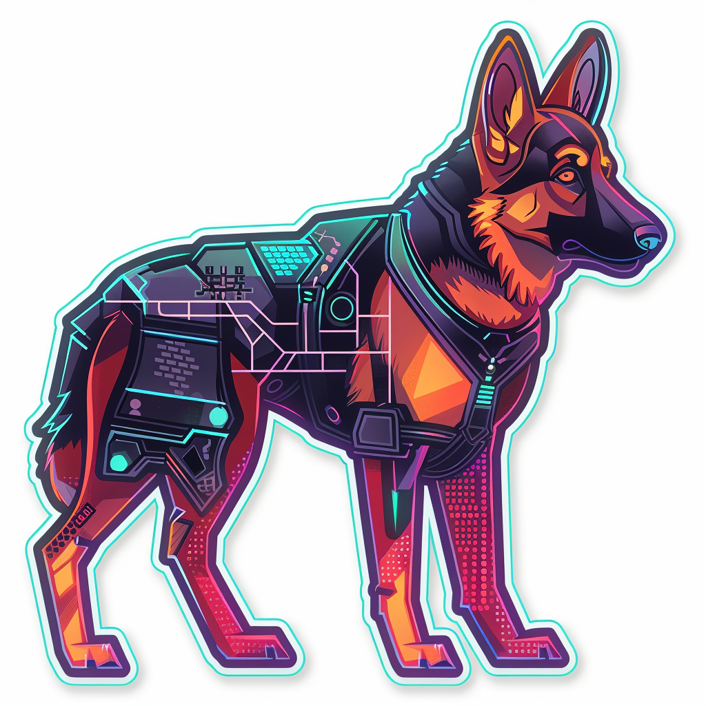 German Shepherd Dog cyber punk Vinyl Decal Sticker for Car, Laptop, Tumbler and more # F011515