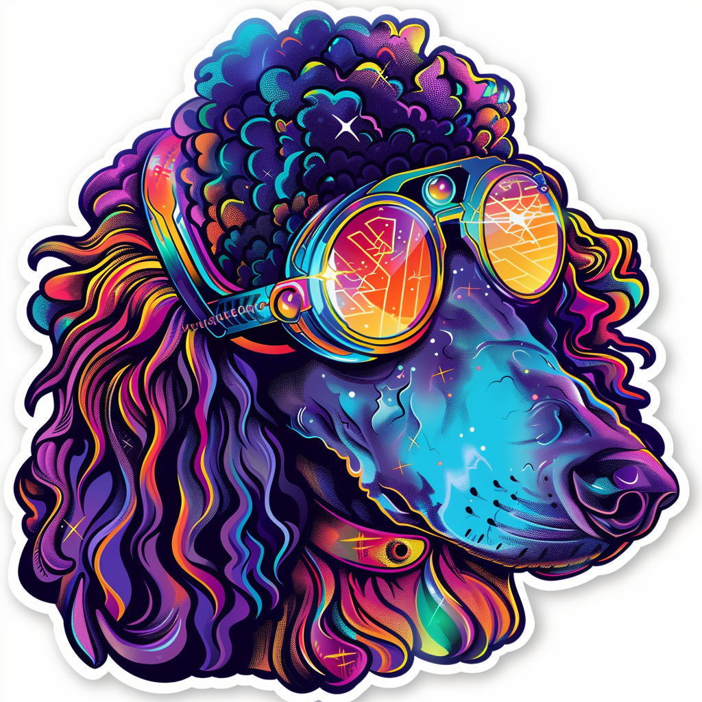 Poodle Dog cyber punk Vinyl Decal Sticker for Car, Laptop, Tumbler and more # F012527