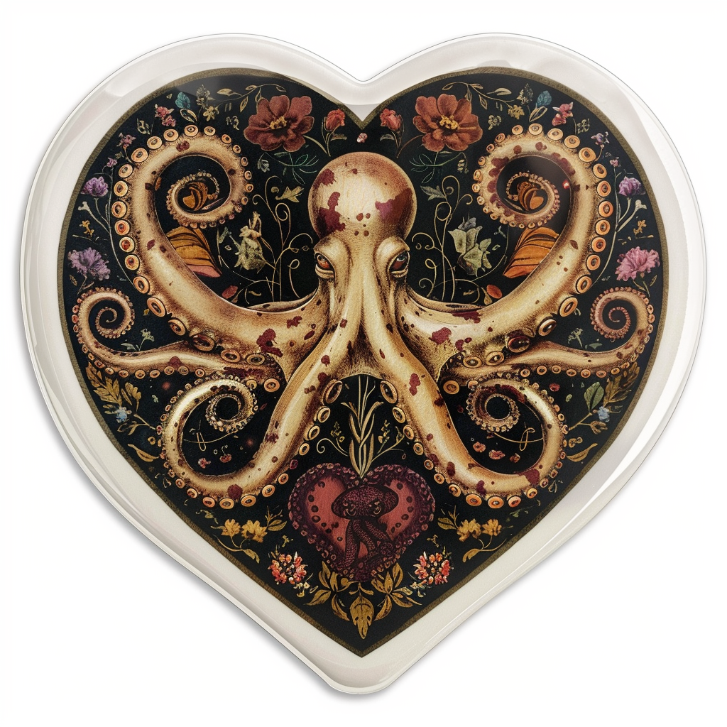 Sticker of a Octopus heartcore majestic Expressive surreal Vinyl Decal Sticker for Car, Laptop, Tumbler and more # F015737