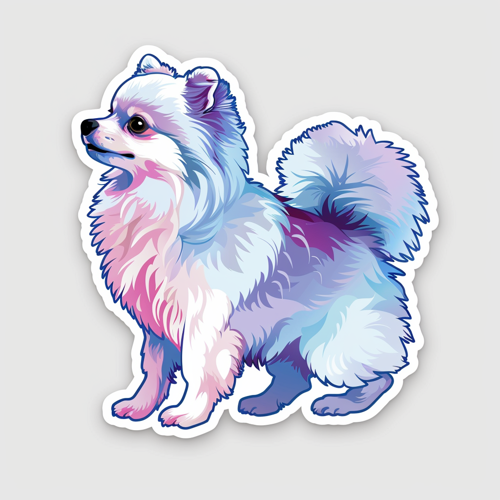 Sticker of a Pomeranian Dog cartoon majestic Expressive surreal Vinyl Decal Sticker for Car, Laptop, Tumbler and more # F013898