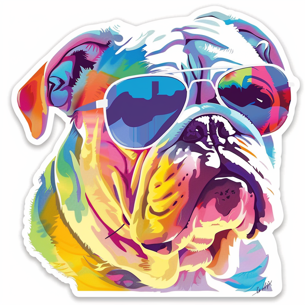 Bulldog Dog majestic Expressive surreal Vinyl Decal Sticker for Car, Laptop, Tumbler and more # F017388-12" x 12"