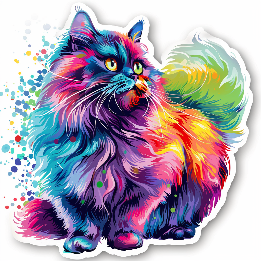 Persian Cat Expressive surreal Vinyl Decal Sticker for Car, Laptop, Tumbler and more # F016003