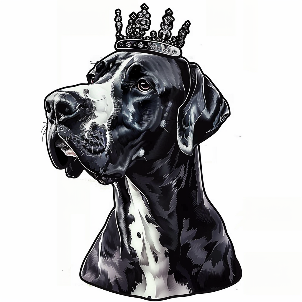 Great Dane Dog crowned majestic Expressive surreal Vinyl Decal Sticker for Car, Laptop, Tumbler and more # F017799