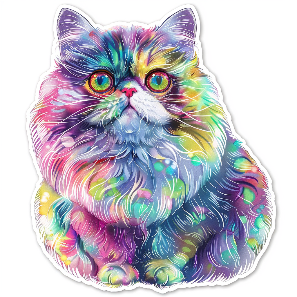 Sticker of a Persian Cat heartcore cat Expressive surreal Vinyl Decal Sticker for Car, Laptop, Tumbler and more # F016411