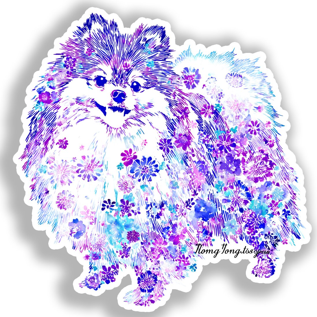 Pomeranian Dog Vinyl Decal Sticker for Car, Laptop, Tumbler and more # A017231-4" x 4"