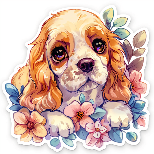 Adorable Cocker Spaniel Dog Expressive surreal Vinyl Decal Sticker for Car, Laptop, Tumbler and more # F020006-4" x 4"