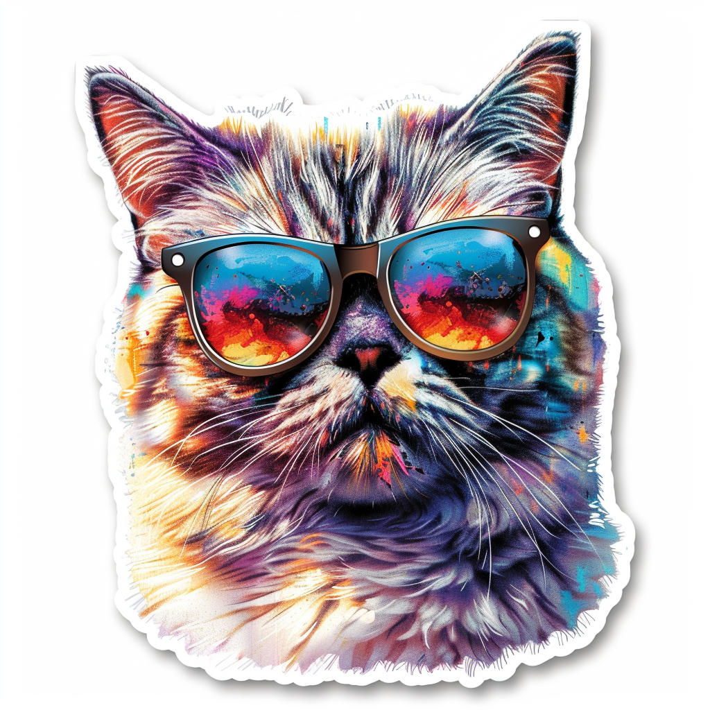 Burmese Cat wearing sunglasses Vinyl Decal Sticker for Car, Laptop, Tumbler and more # F010945