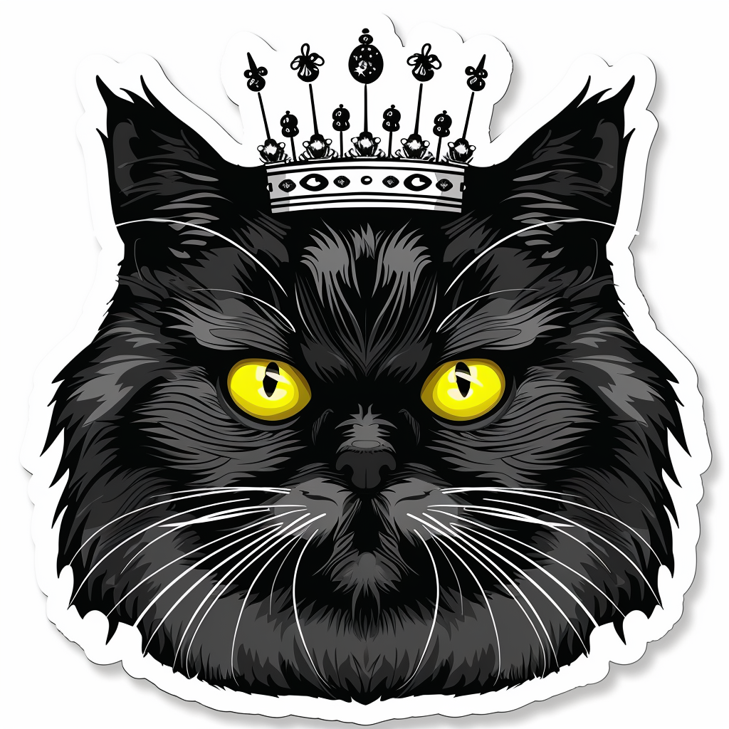 Persian Cat crowned majestic Expressive surreal Vinyl Decal Sticker for Car, Laptop, Tumbler and more # F016162