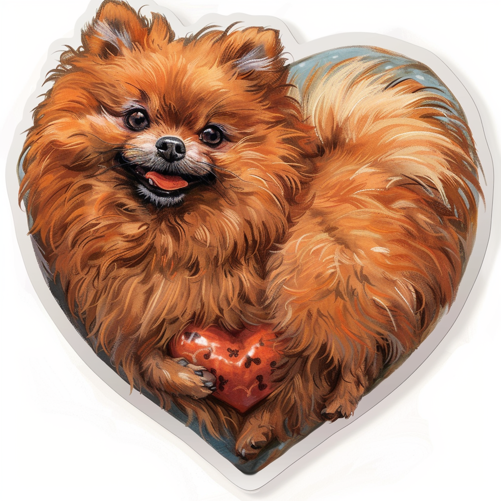 Sticker of a Pomeranian Dog majestic Expressive surreal Heartcore Vinyl Decal Sticker for Car, Laptop, Tumbler and more # F014142
