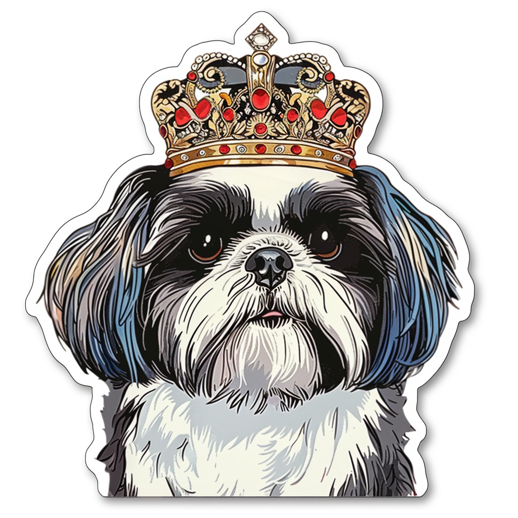 Adorable Shih Tzu Dog Expressive surreal Vinyl Decal Sticker for Car, Laptop, Tumbler and more # F018425