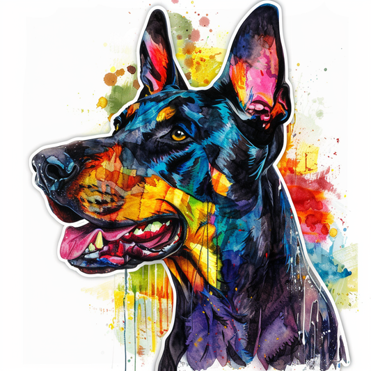 Cute and Adorable Doberman Pinscher Expressive surreal Vinyl Decal Sticker for Car, Laptop, Tumbler and more # F019463-4" x 4"