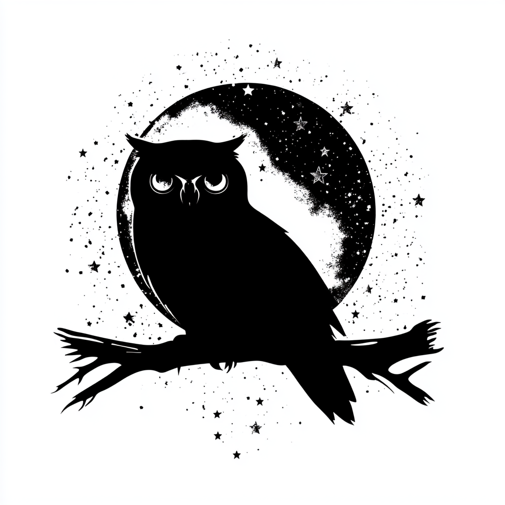 Owl Moon and Stars Vinyl Decal Sticker for Car, Laptop, Tumbler and more # F025780