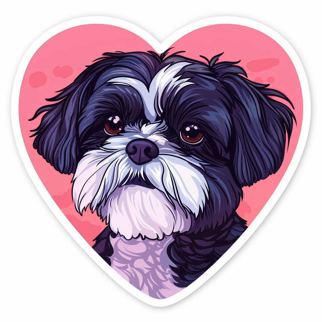 Adorable Shih Tzu Dog Expressive surreal Vinyl Decal Sticker for Car, Laptop, Tumbler and more # F018292