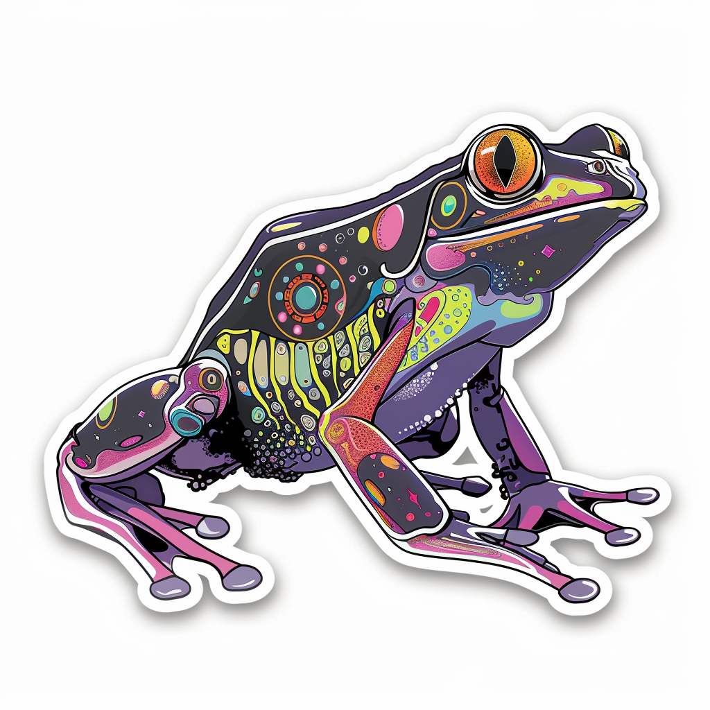 Sticker of a Frog cute and adorable Expressive surreal Vinyl Decal Sticker for Car, Laptop, Tumbler and more # F016745