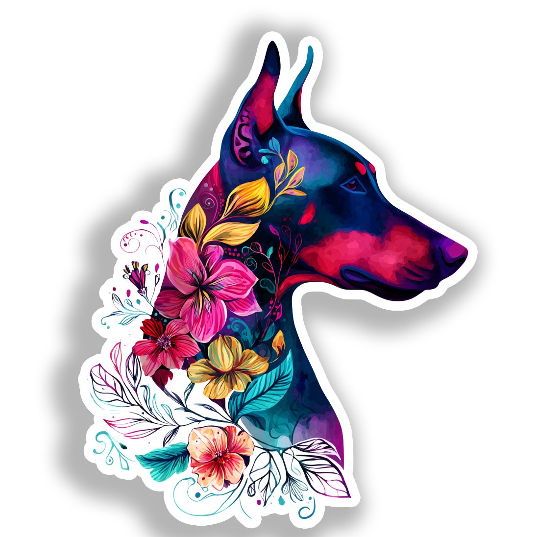 Doberman Pnscher Dog Vinyl Decal Sticker for Car, Laptop, Tumbler and more # A019663-4" x 4"