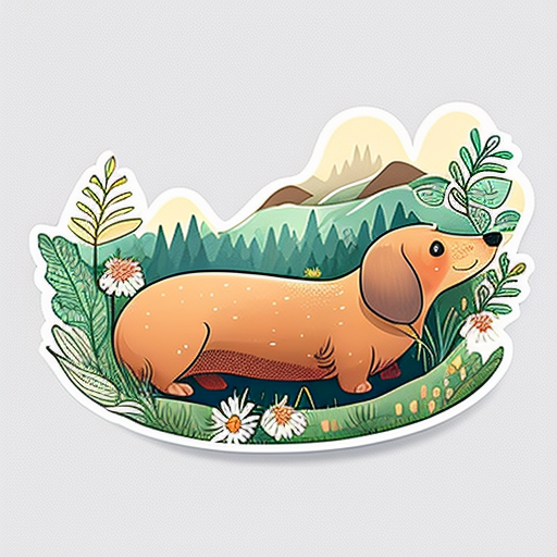 Cute kawaii Dachshund dog out in nature Vinyl Decal Sticker for Car, Laptop, Tumbler and more # F012734