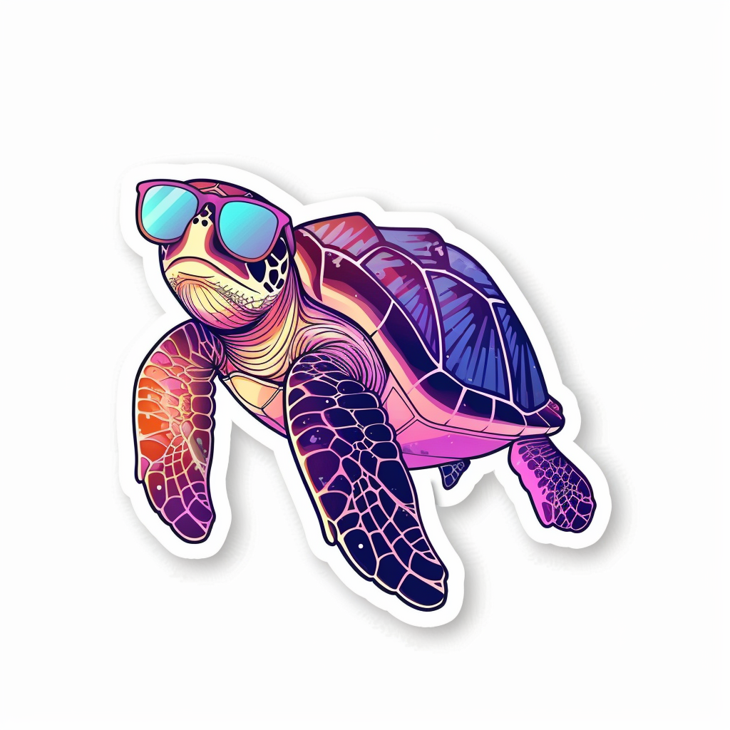 Sticker of a turtle majestic Expressive surreal Vinyl Decal Sticker for Car, Laptop, Tumbler and more # F021996