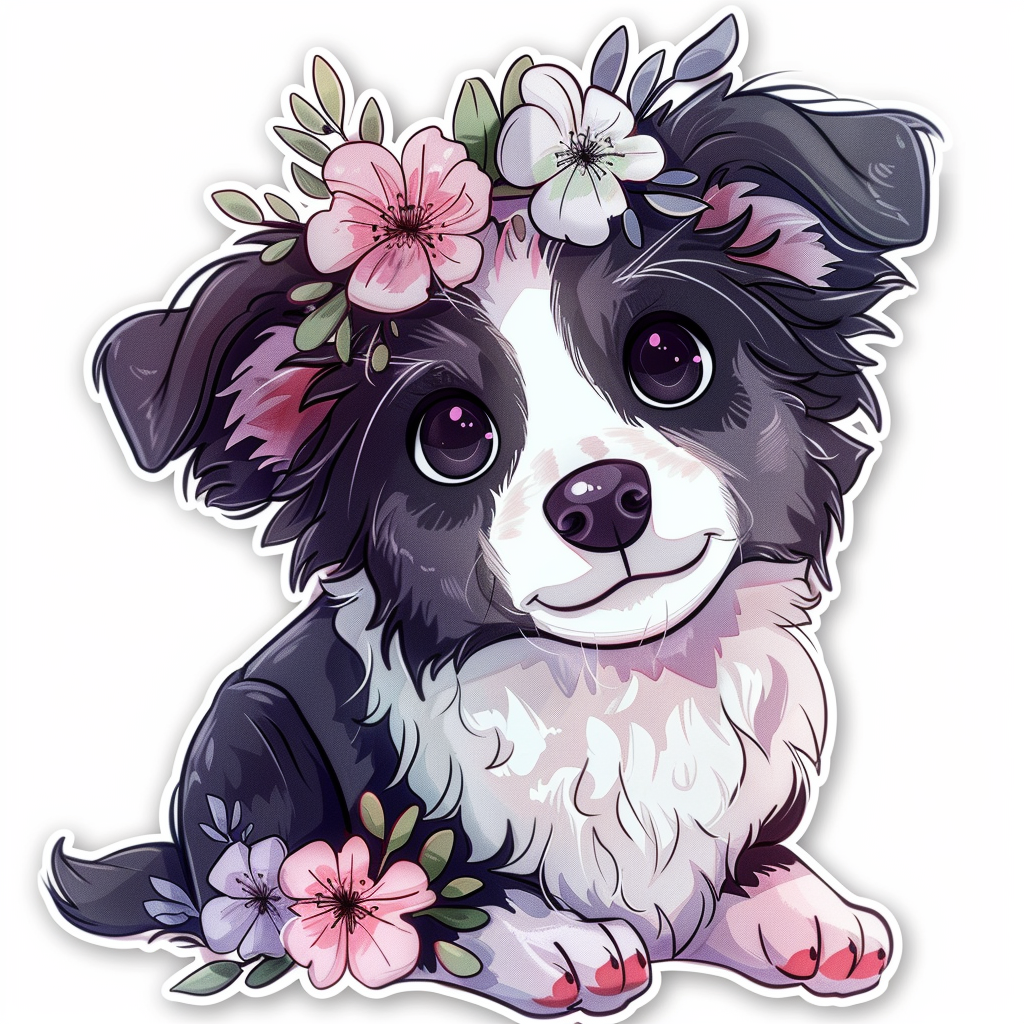 Sticker of a Border Collie Dog majestic Expressive surreal Vinyl Decal Sticker for Car, Laptop, Tumbler and more # F021896