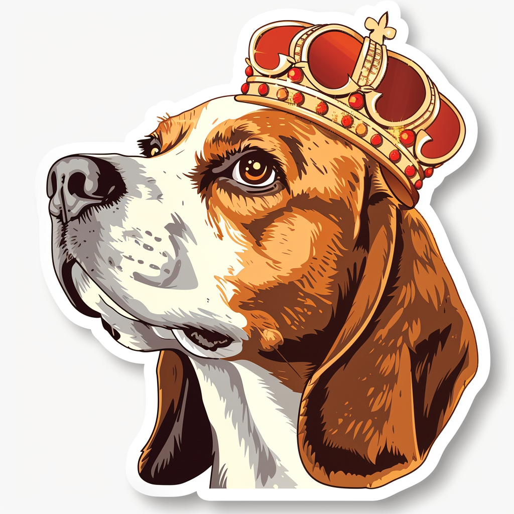 Beagle dog crowned Vinyl Decal Sticker for Car, Laptop, Tumbler and more # F011841