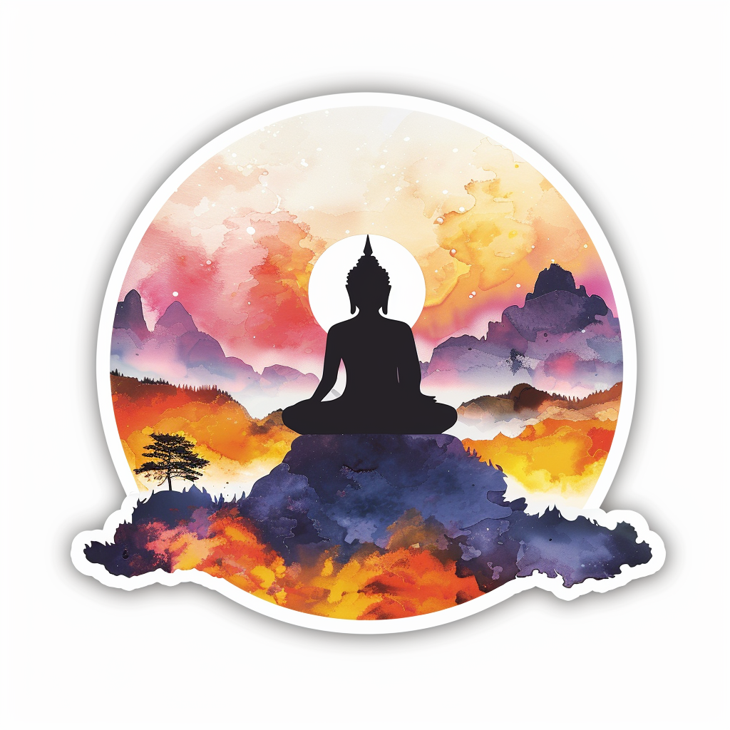Sticker of a Buddha majestic Expressive surreal Vinyl Decal Sticker for Car, Laptop, Tumbler and more # F016895