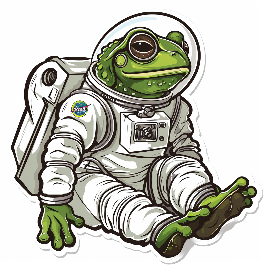 Sticker of a Frog astronaut majestic Expressive surreal Vinyl Decal Sticker for Car, Laptop, Tumbler and more # F016792