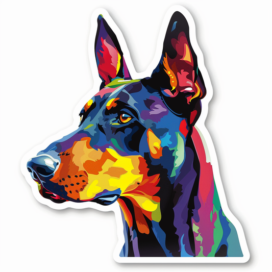 Cute and Adorable Doberman Pinscher Expressive surreal Vinyl Decal Sticker for Car, Laptop, Tumbler and more # F019469-4" x 4"