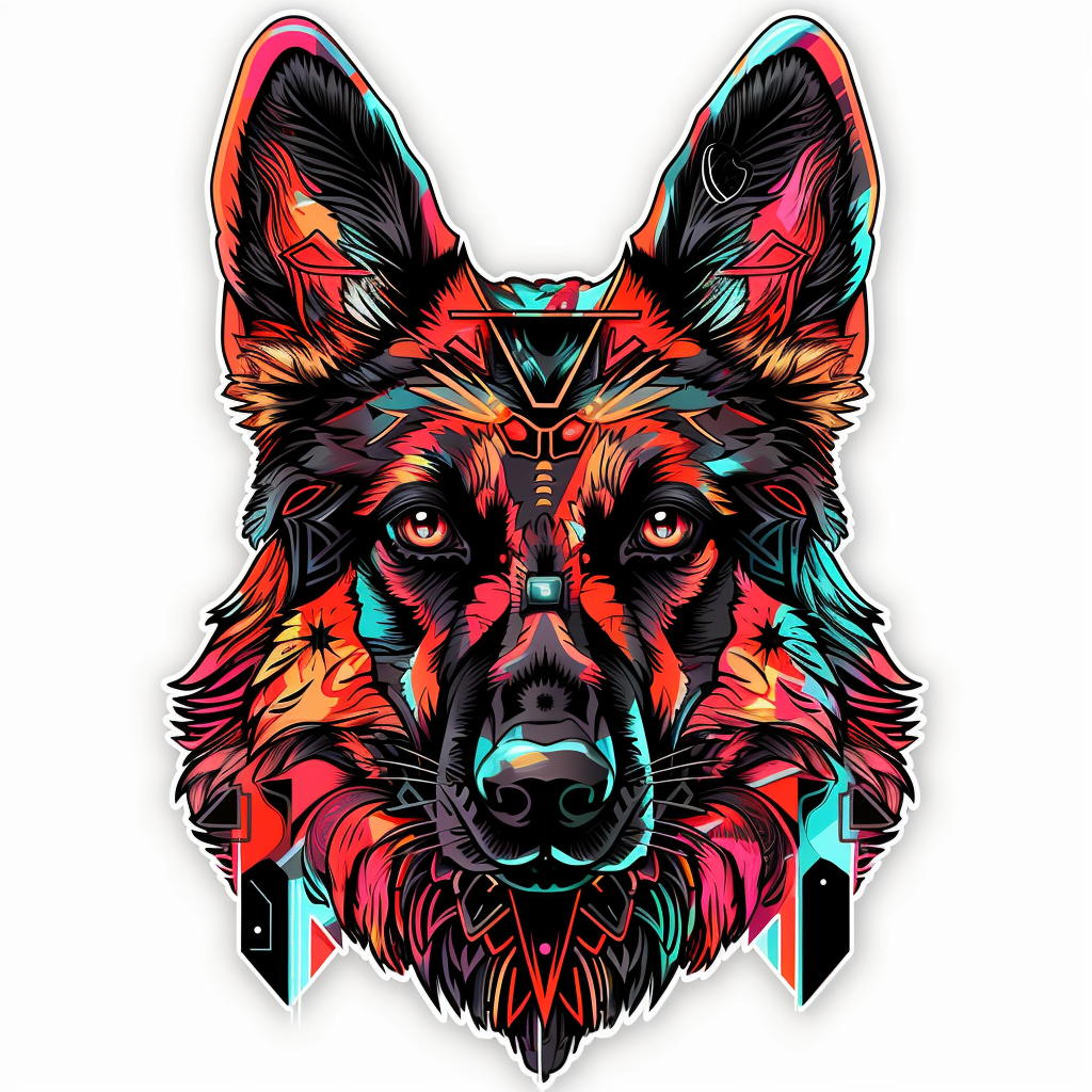German Shepherd Dog cyber punk Vinyl Decal Sticker for Car, Laptop, Tumbler and more # F011535