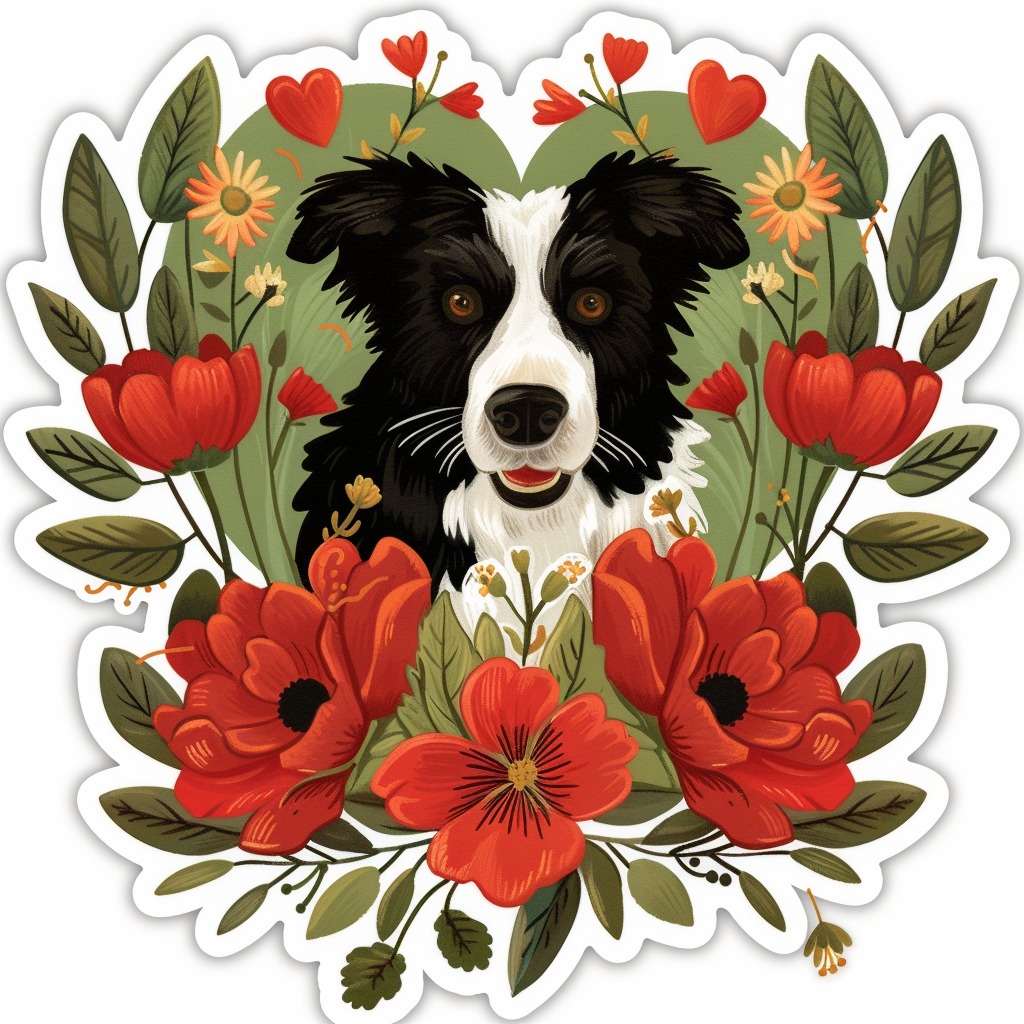 Border Collie Dog majestic Expressive surreal Vinyl Decal Sticker for Car, Laptop, Tumbler and more # F021869-4" x 4"