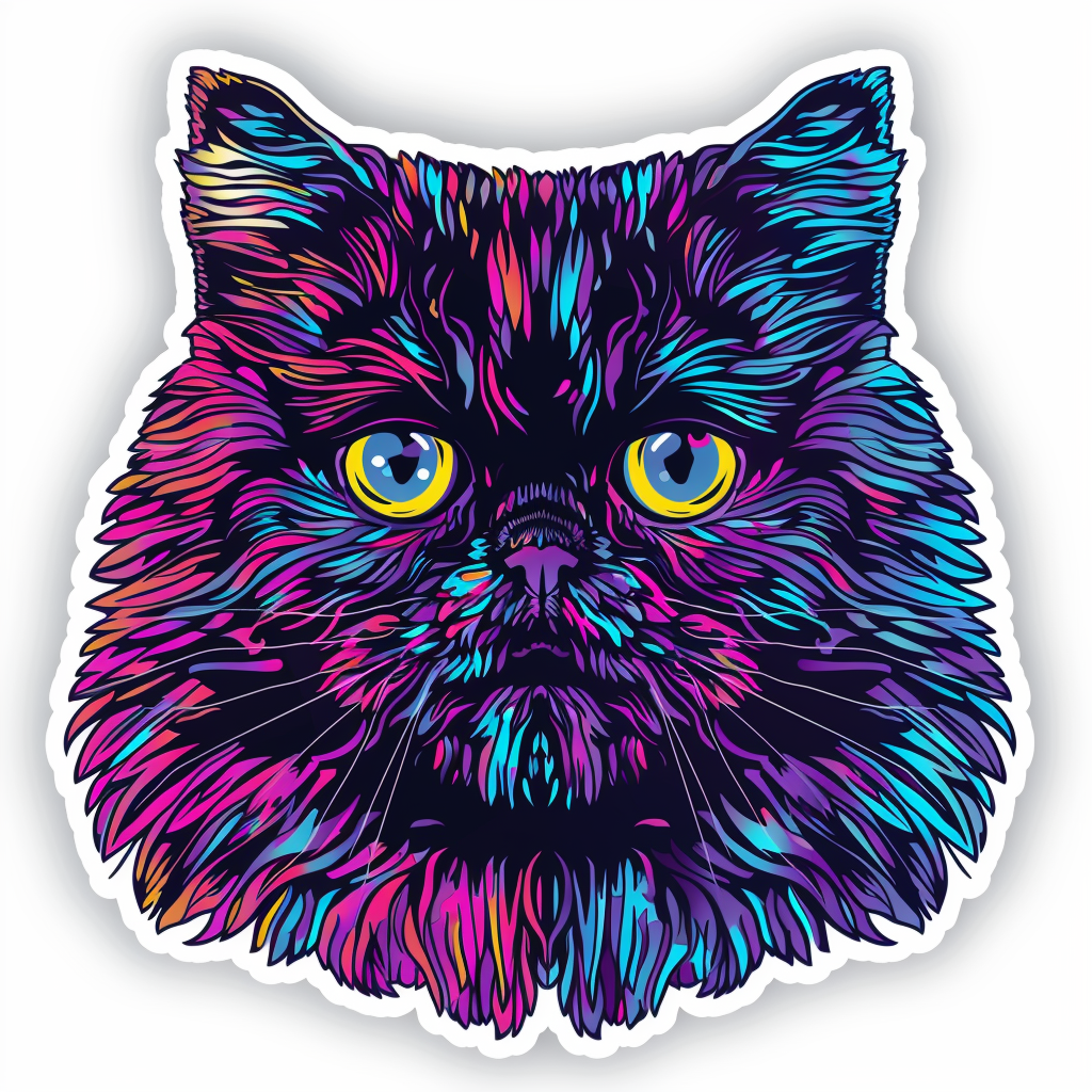 a Persian Cat cyber punk majestic Expressive surreal Vinyl Decal Sticker for Car, Laptop, Tumbler and more # F016212
