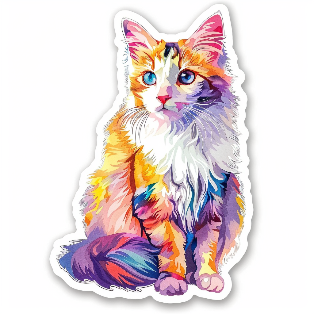 Adorable Turkish Angora Cat Vinyl Decal Sticker for Car, Laptop, Tumbler and more # F020793-4" x 4"