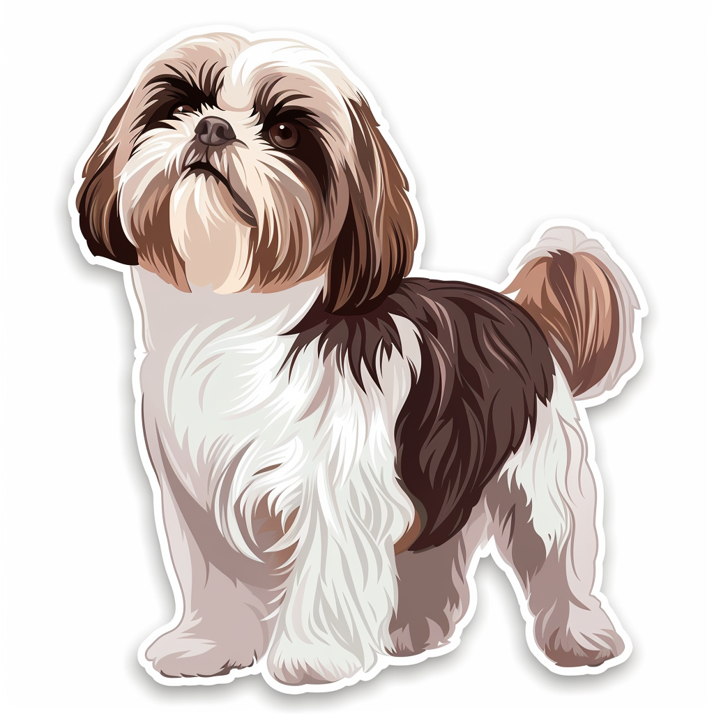 Adorable Shih Tzu Dog Expressive surreal Vinyl Decal Sticker for Car, Laptop, Tumbler and more # F018477