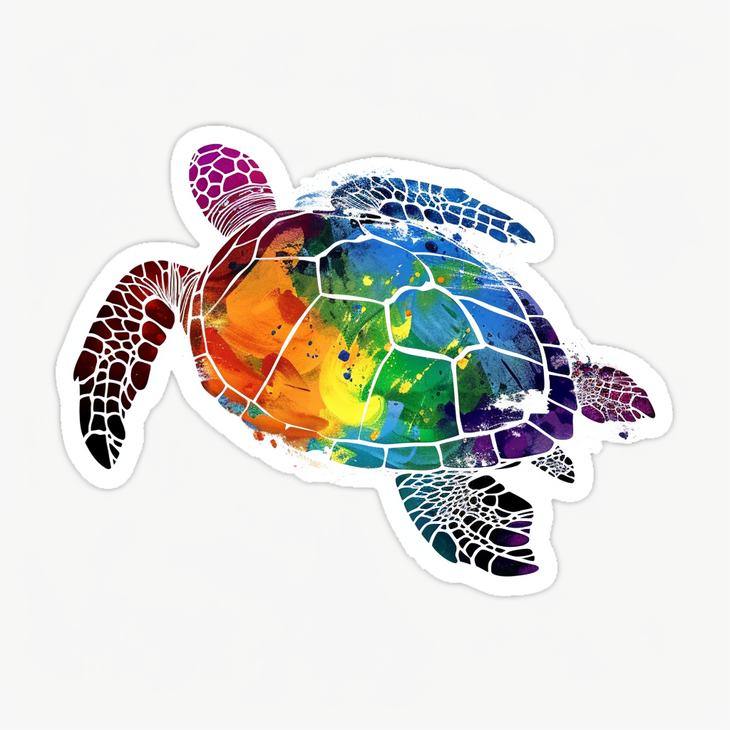 Sticker of a turtle majestic Expressive surreal Vinyl Decal Sticker for Car, Laptop, Tumbler and more # F022042