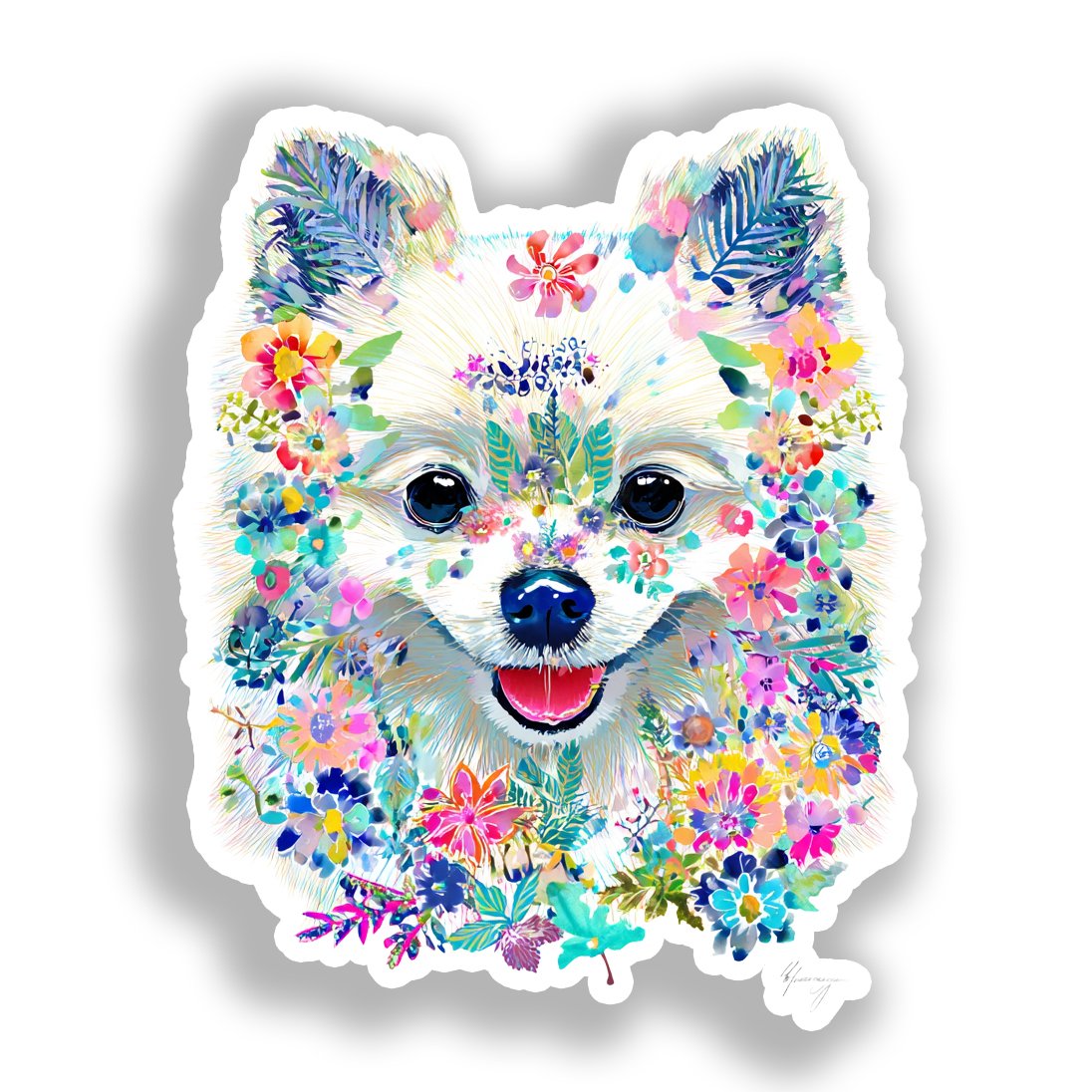 Pomeranian Dog Vinyl Decal Sticker for Car, Laptop, Tumbler and more # A017333-4" x 4"