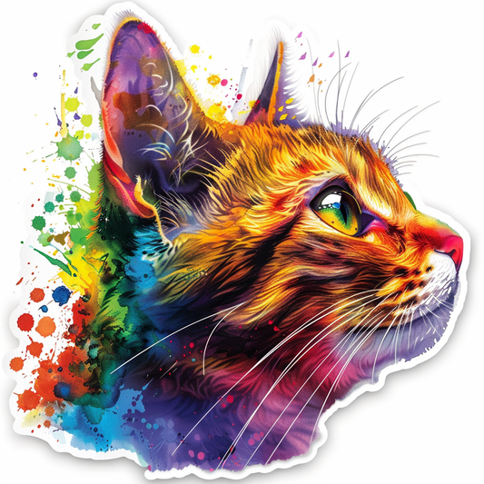 Abyssinian Cat astronaut majestic Expressive surreal Vinyl Decal Sticker for Car, Laptop, Tumbler and more # F021035-4" x 4"