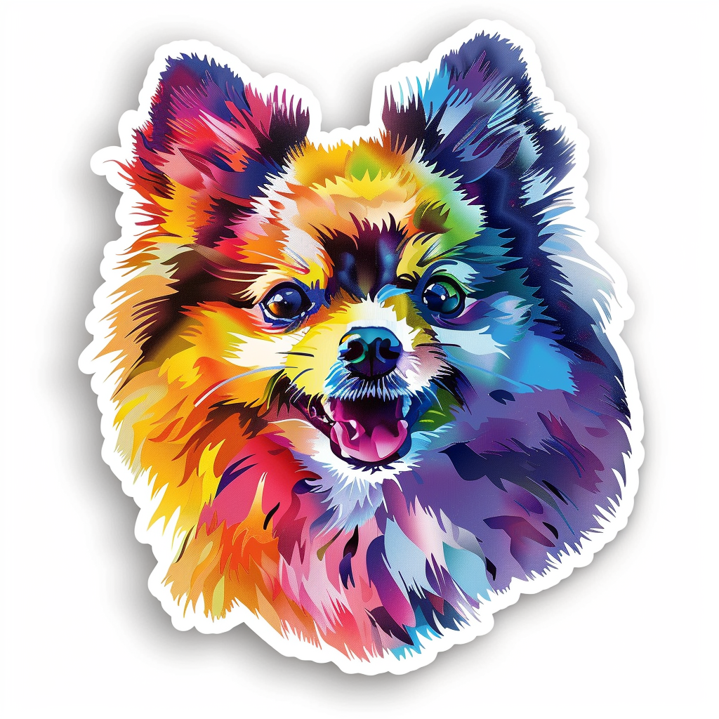 Sticker of a Pomeranian Dog majestic Expressive surreal Vinyl Decal Sticker for Car, Laptop, Tumbler and more # F013784