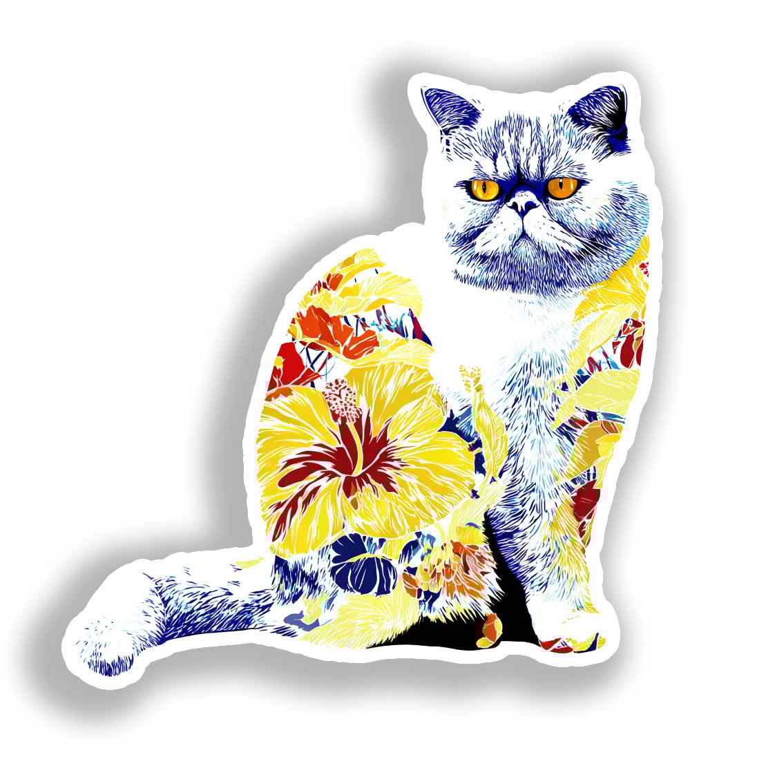Exotic Shorthair Cat Vinyl Decal Sticker for Car, Laptop, Tumbler and more # A019640-4" x 4"