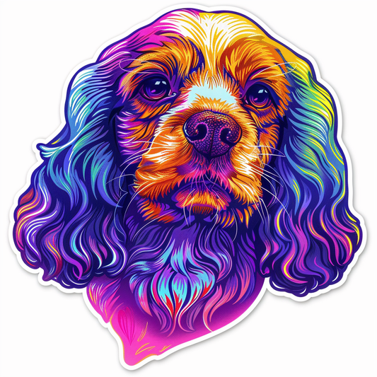 Cocker Spaniel Dog majestic Expressive surreal Vinyl Decal Sticker for Car, Laptop, Tumbler and more # F019712-4" x 4"